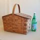 Old picnic basket wicker bamboo braided double opening