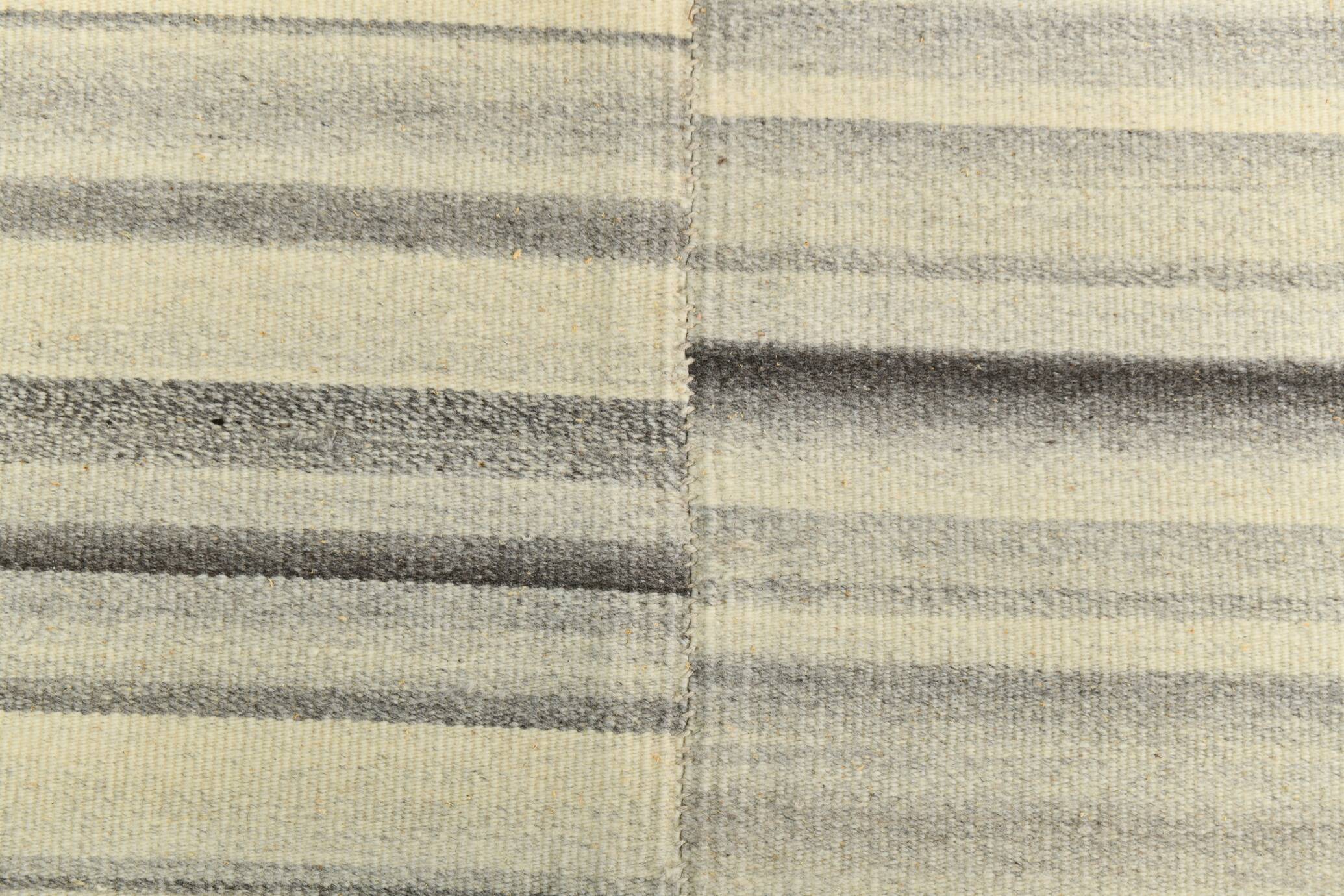 10x13 Kilim Gray, Beige, Black Modern Turkish Kilim Rug, 294x384Cm