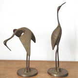 Couple herons in vintage brass