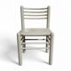 5 x dining chairs / light grey wooden frame / leather seat / Germany 1970s / labeled "ideen für kuchen - innenarchitektur"