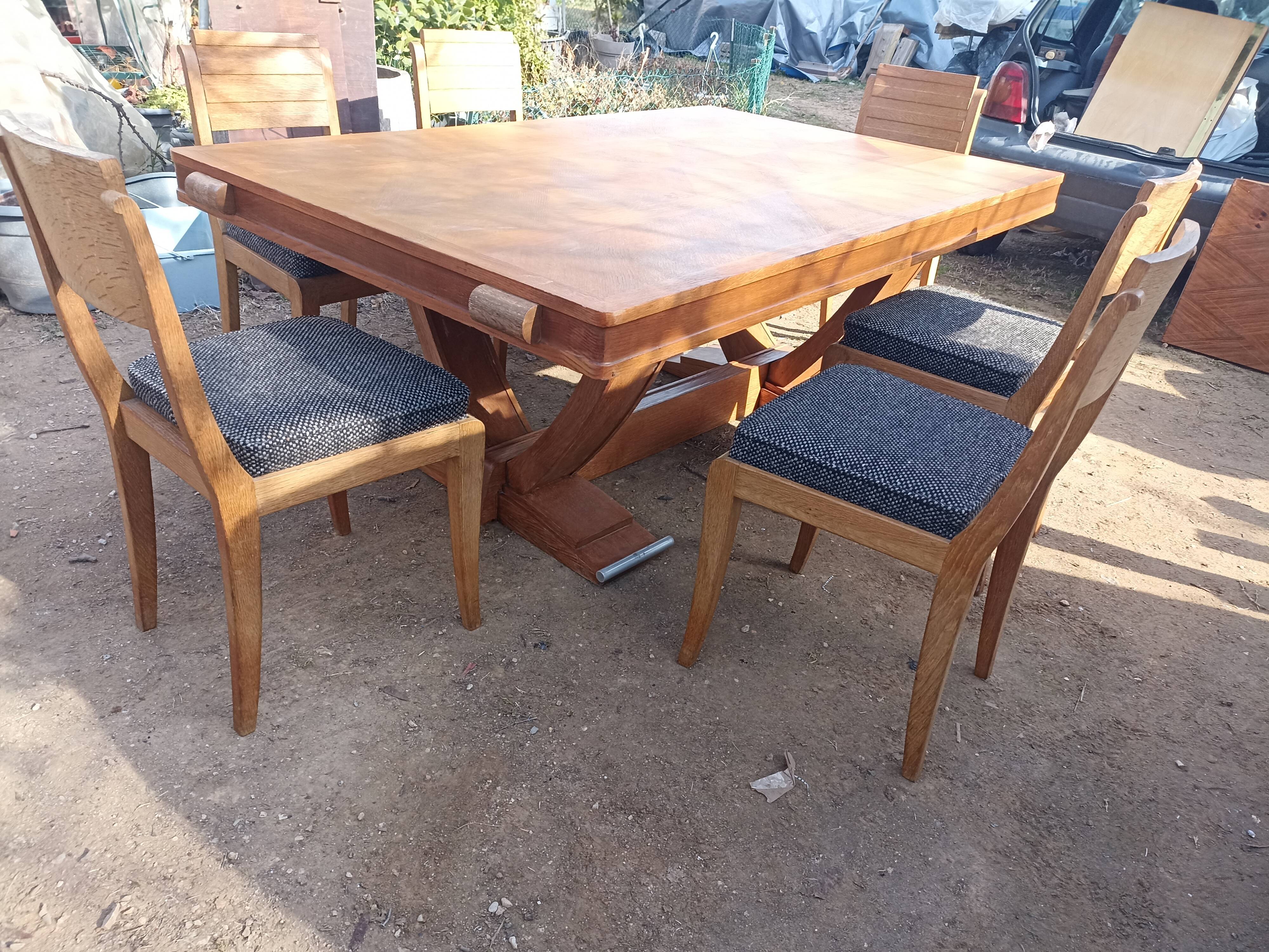 Table and chairs art deco Gaston Poisson