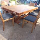 Table and chairs art deco Gaston Poisson