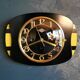 Vintage formica clock rectangular silent wall clock "Lora black yellow"