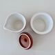 Tea service terracotta for 6 persons, vintage porcelain, 60's