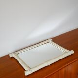 White bamboo effect wooden barber mirror 44 x 40 cm