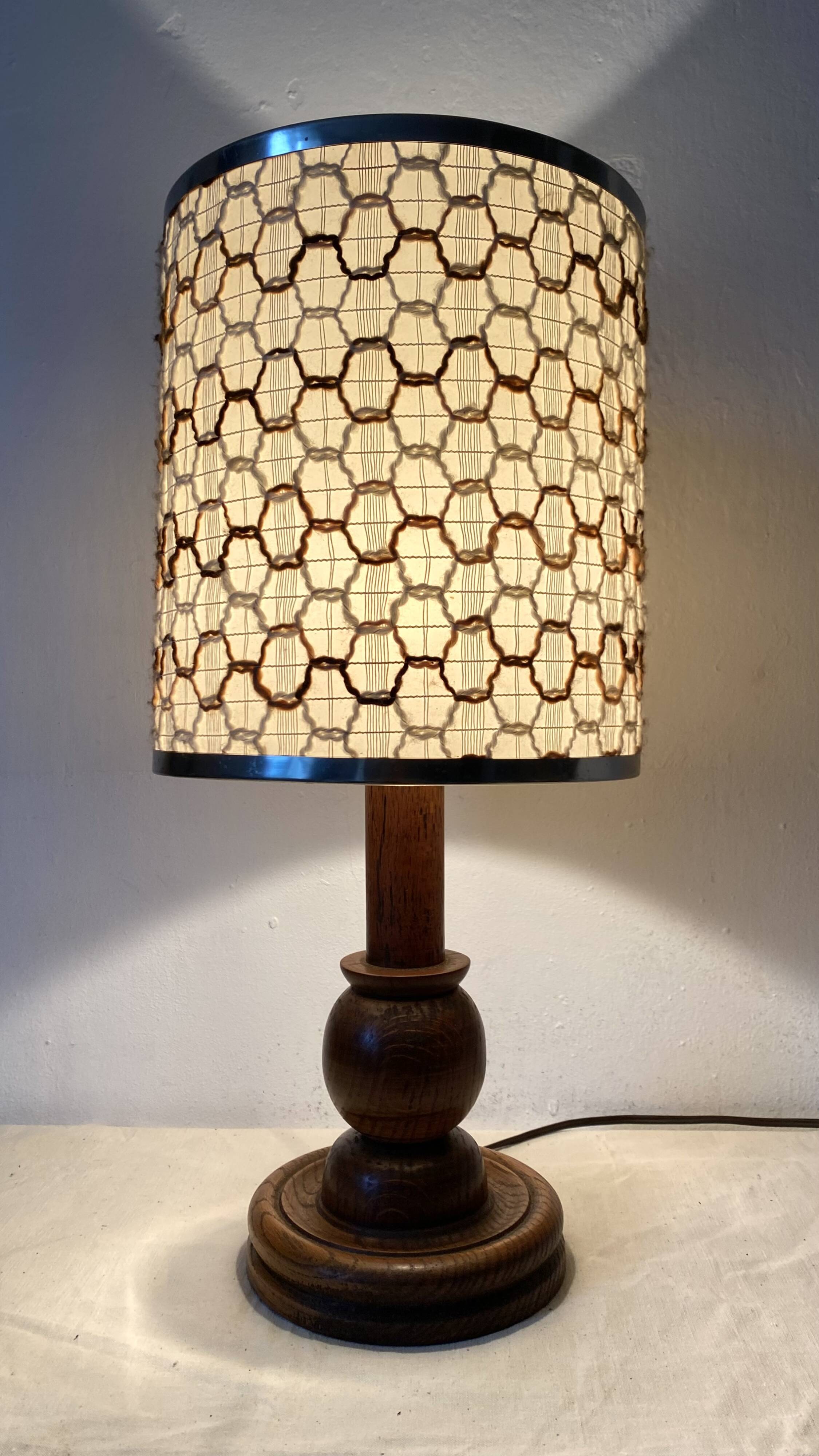 Lampe vintage bois tourné 56 cm , 1970