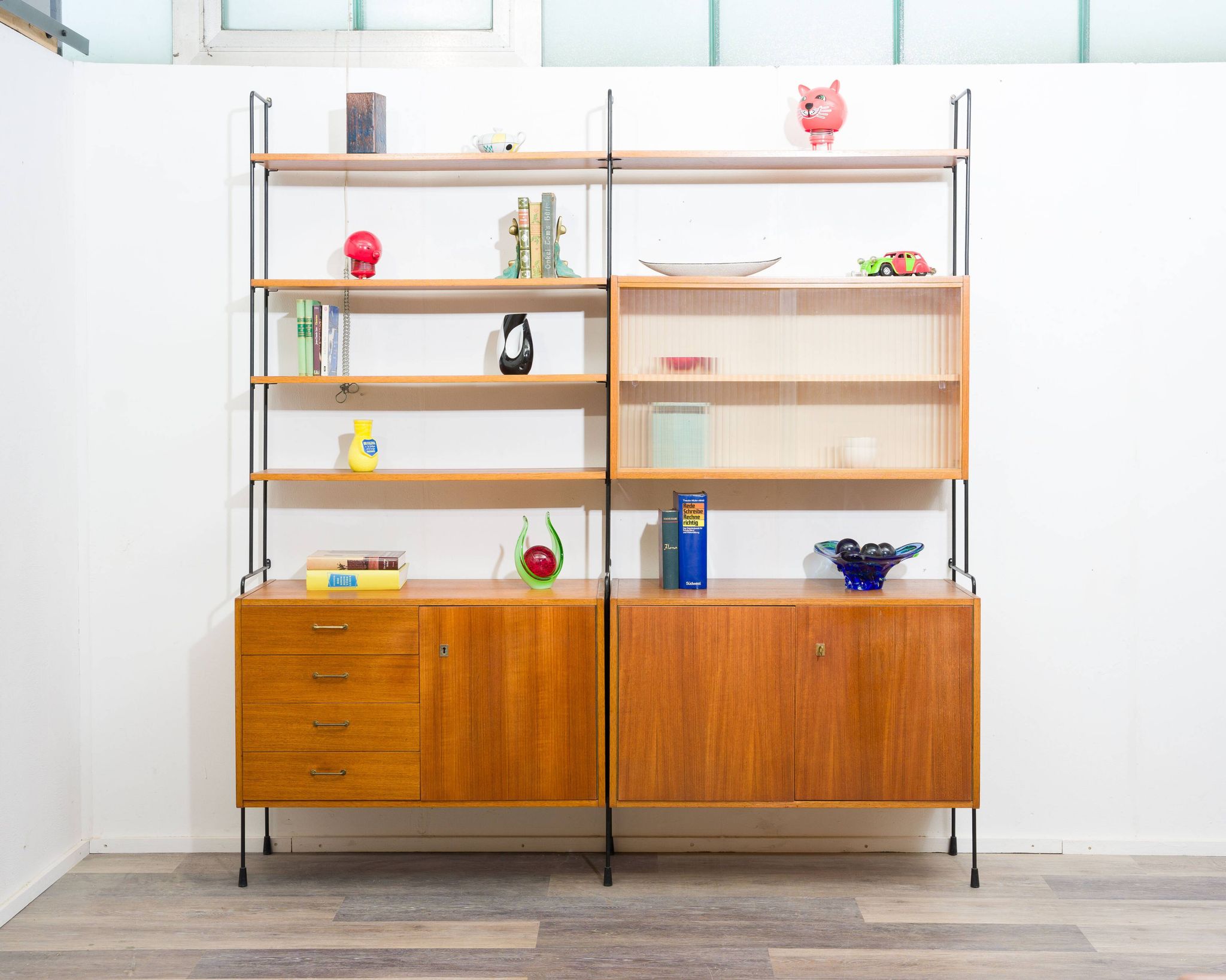 Mid-century teak shelf, designed by Hilker for Omnia, Germany, 1960s