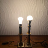 2 old brass candlestick lamp bases