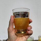 6 multicolored and gold glasses 1950