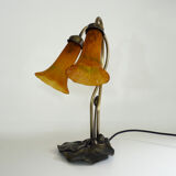 Two-branched lamp with orange tulips, art deco style