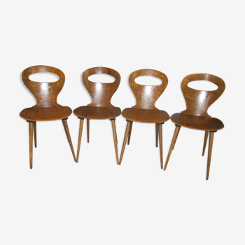 Suite 4 chaises Bistrot Baumann modèle Fourmi 1960