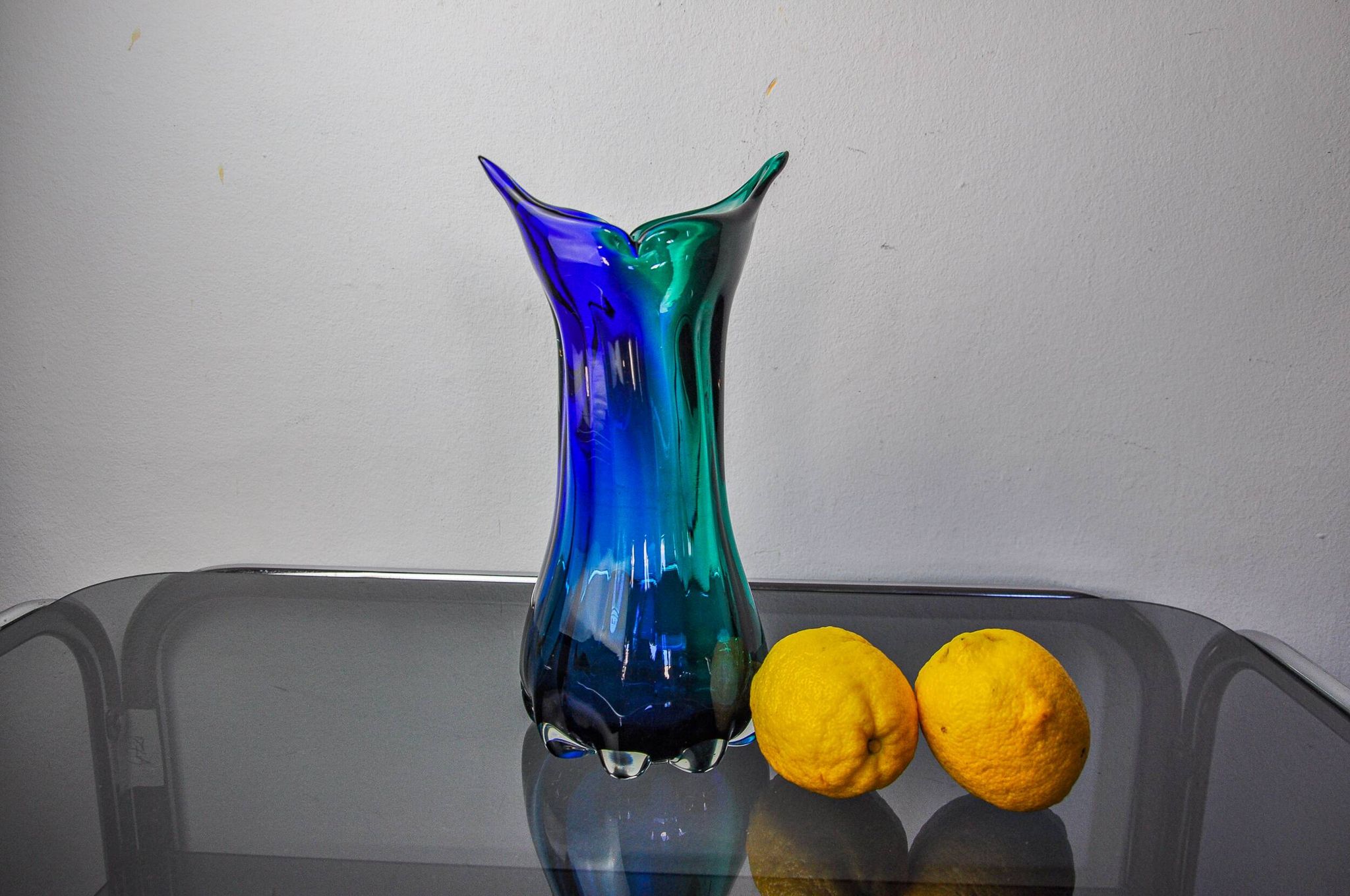 Sommerso green and blue vase by Seguso, Murano glass, Italy, 1970