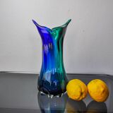 Sommerso green and blue vase by Seguso, Murano glass, Italy, 1970