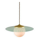 Mid-Century Italian Brass and Opaline Angel Pendant Lamp