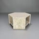 Hexagonal side table in travertine by Claude Berraldacci. France.