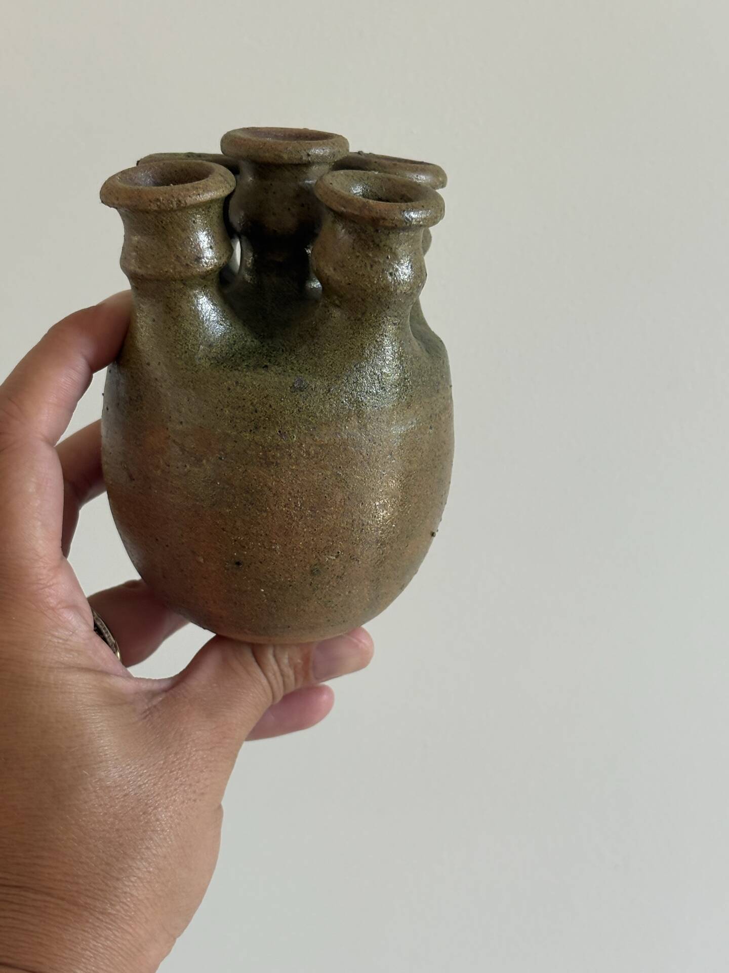 Vase with five necks in glazed stoneware