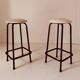 Vintage velvet and iron stools, set of two, Italy 1960s.