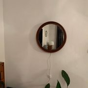 Teak, illuminated mirror, Italy, 1960s