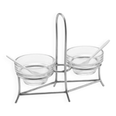 Antique condiment server – Salt / Pepper in silver-plated metal