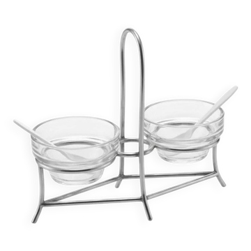 Serviteur à condiments ancien – Sel / Poivre en métal argenté