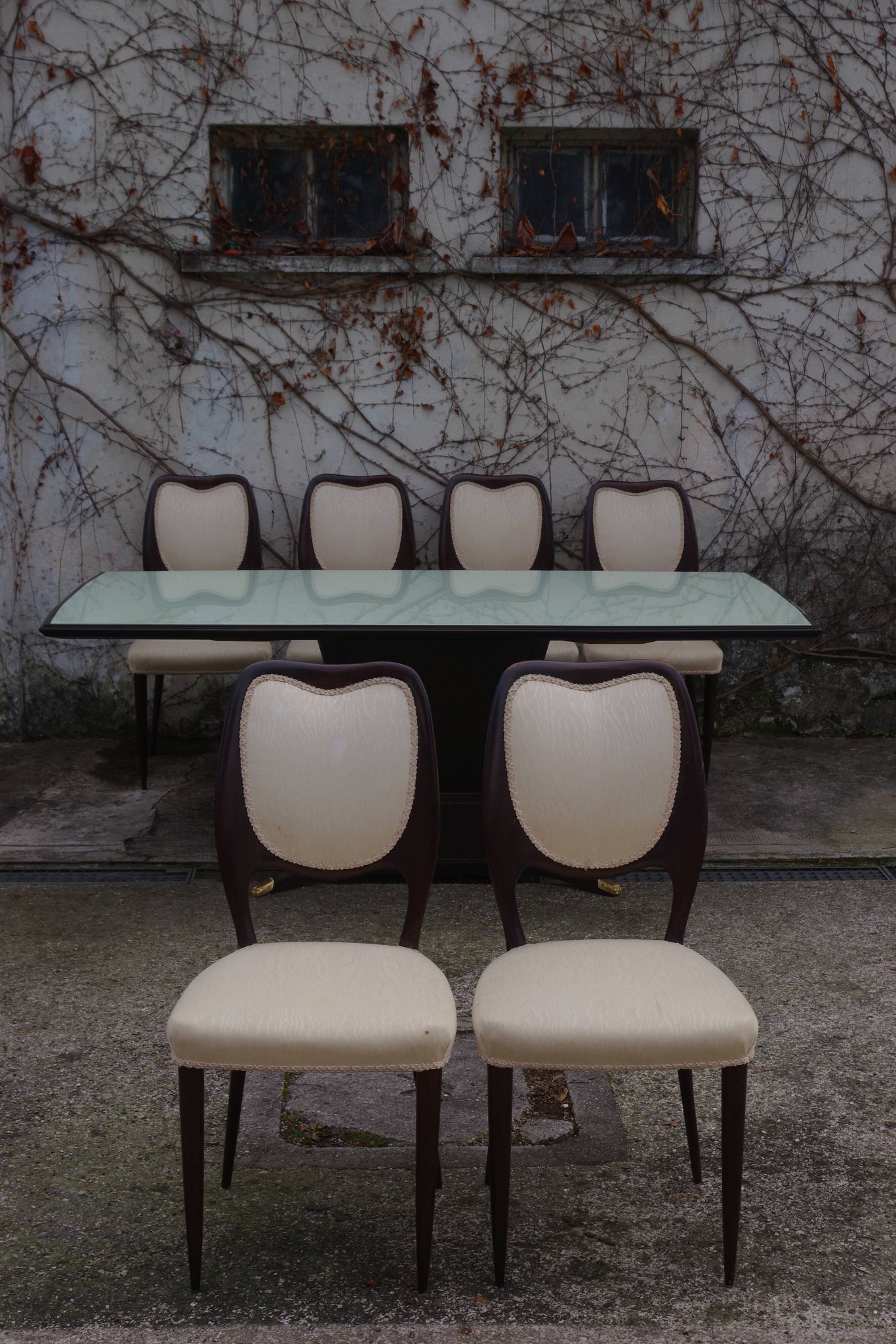 Dining Room Table and Mahogany Chairs by Fratelli Rigamonti, 1950s, Set of 7