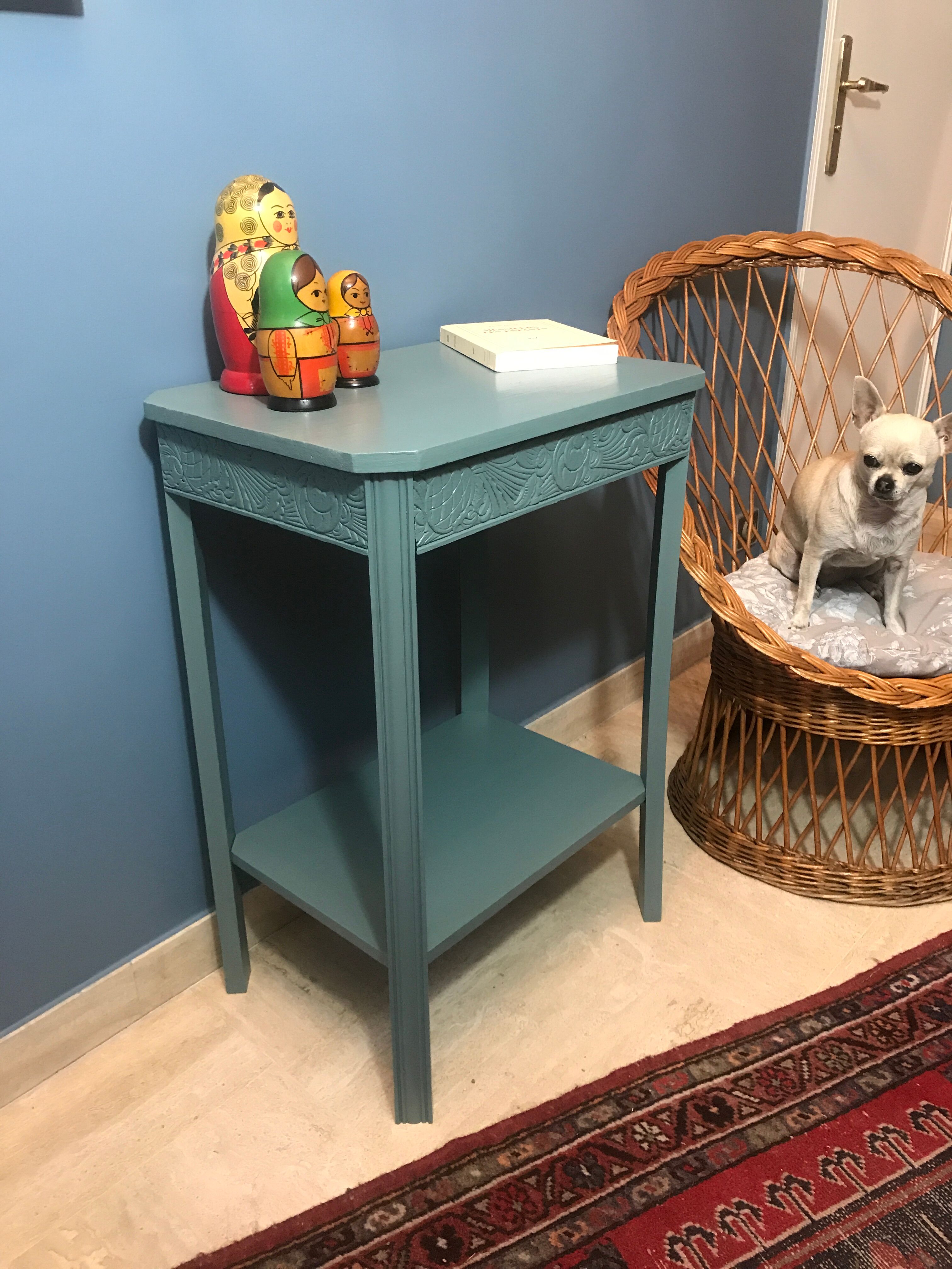 Blue/green art deco side table