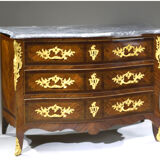 Louis XV period chest of drawers in violet wood.bronze trim