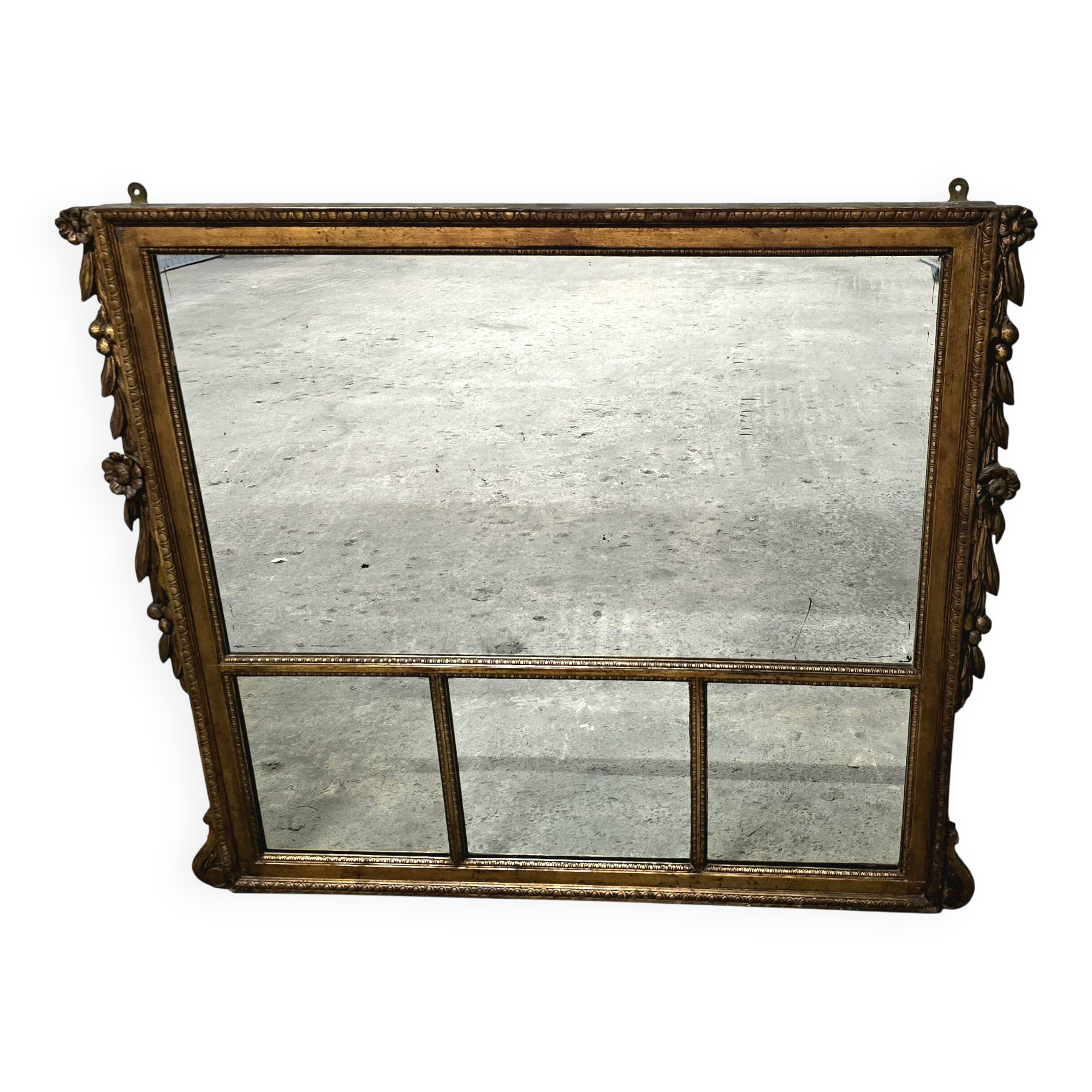 Wood and stucco fireplace mirror, late 19th-early 20th century