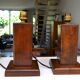 Pair of Art Deco lamps in solid mahogany