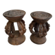 2 Dogon samba stools carved from solid wood