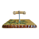 Vintage cheese platter Vallauris with wood and oak leaf pattern.