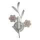 French vintage white metal double wall light with pink glass flowers 5438.