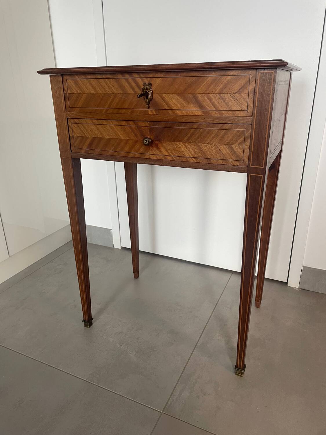 Directoire marquetry console in mahogany