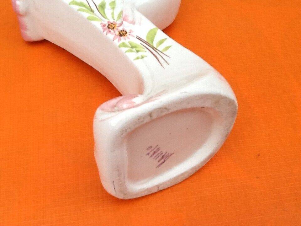 Soliflore vase alphabet letter p ceramic with floral decoration