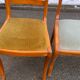 4 solid wood chairs with green and blue velvet suede, Louis Philippe style.