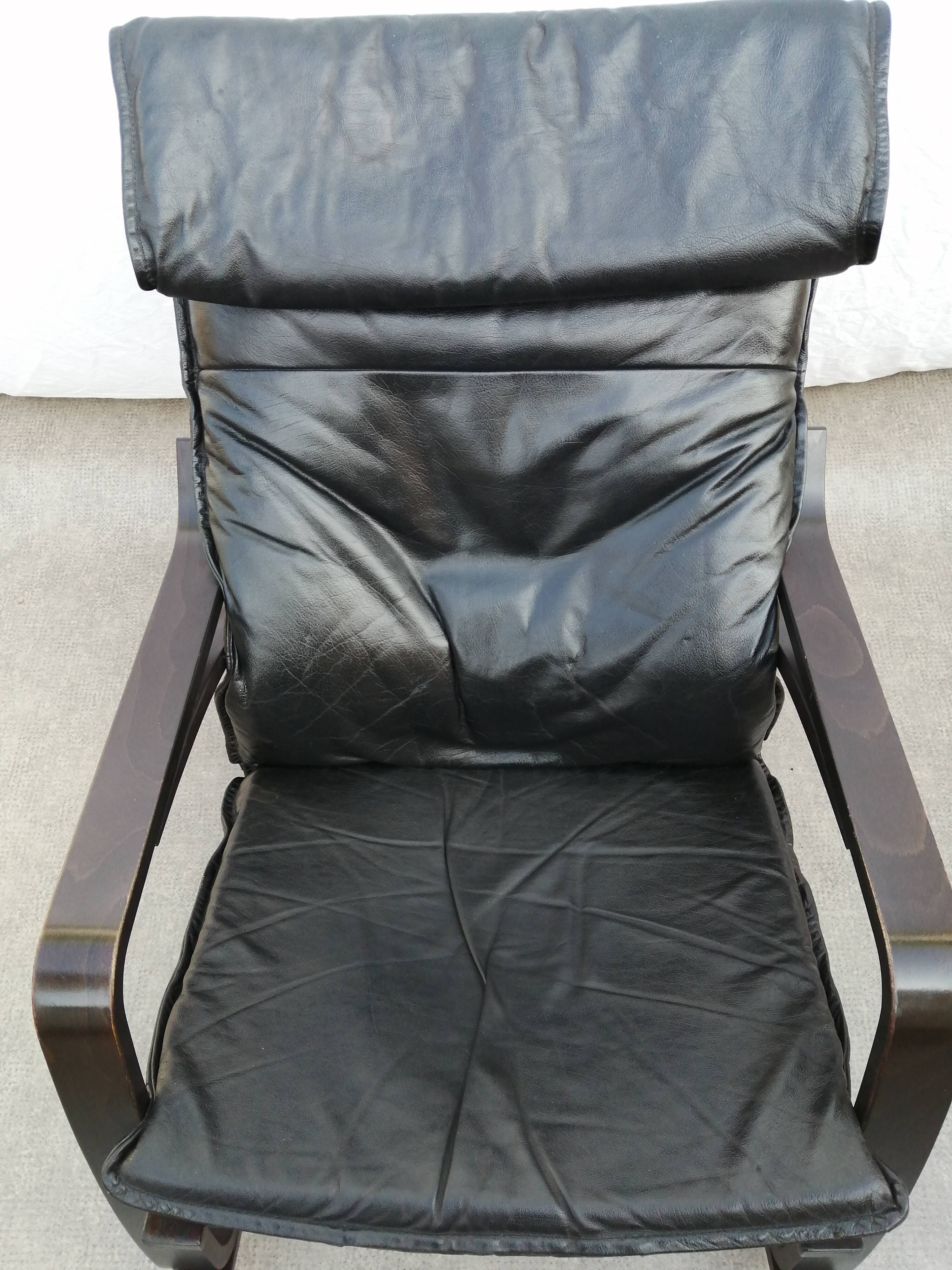 Ikea Poem leather rocking armchair from the vintage 1990s