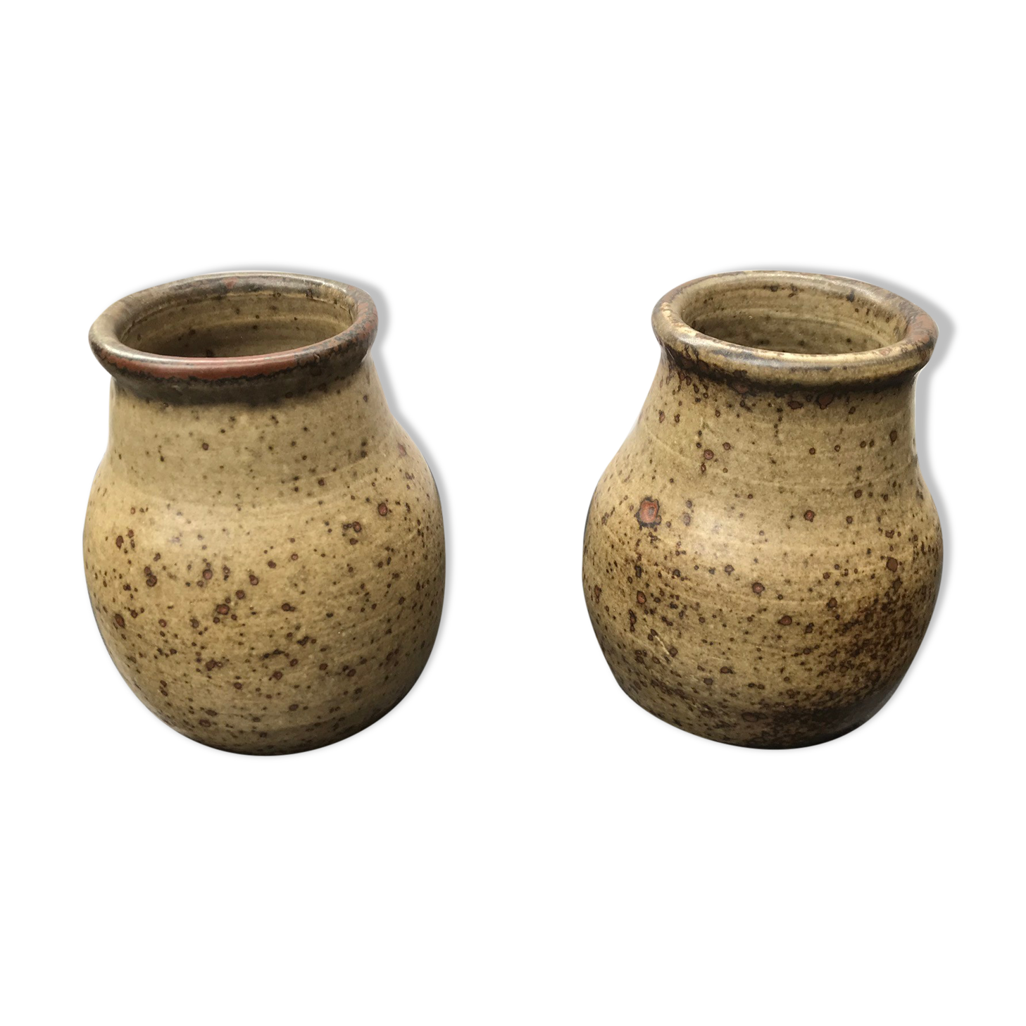 Pair of old vintage Jean Tessier sandstone cep vases