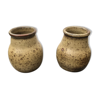Pair of old vintage Jean Tessier sandstone cep vases