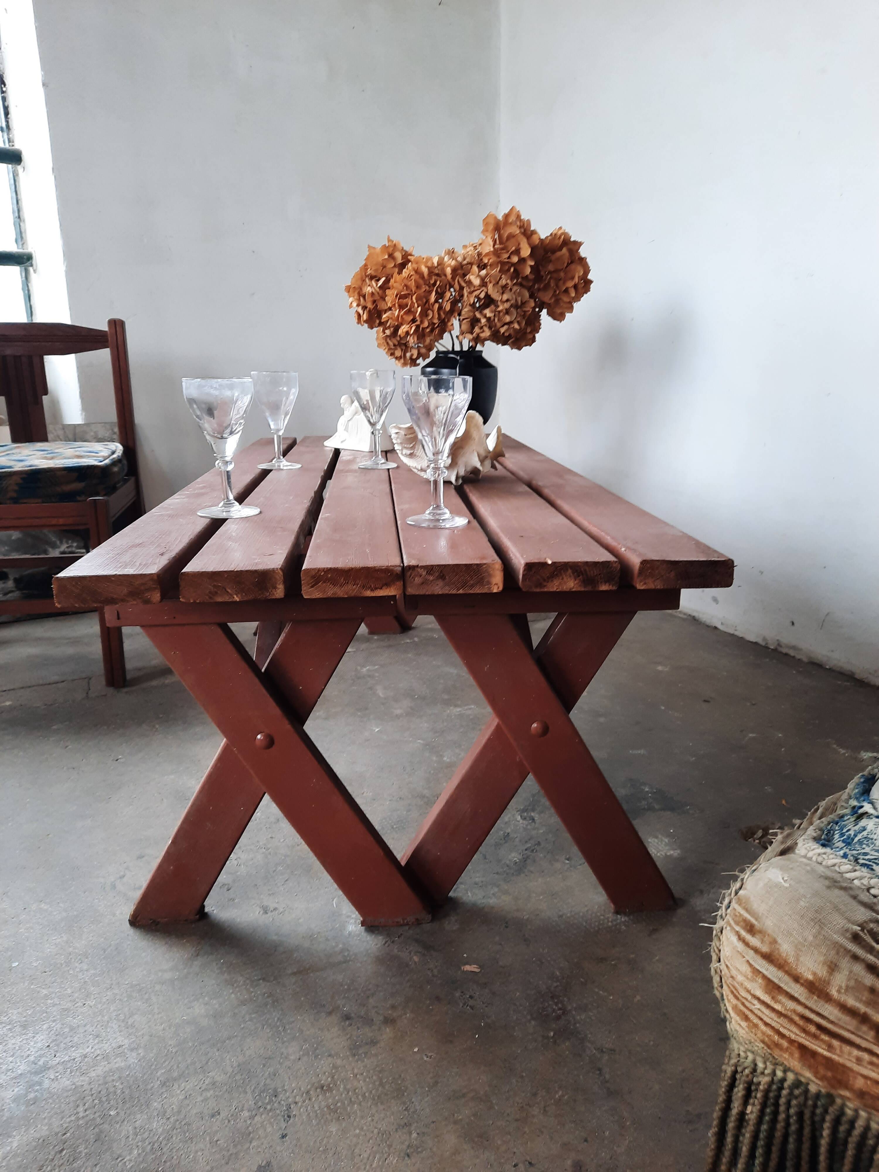 Paire de bancs pliant de  jardin  en bois