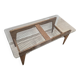 Table basse vintage en bois et verre – Design scandinave 50’s