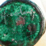 Basket in green glazed earth