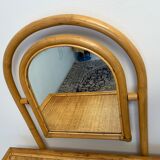 Bamboo and rattan dressing table, with mirror 50s-60s
