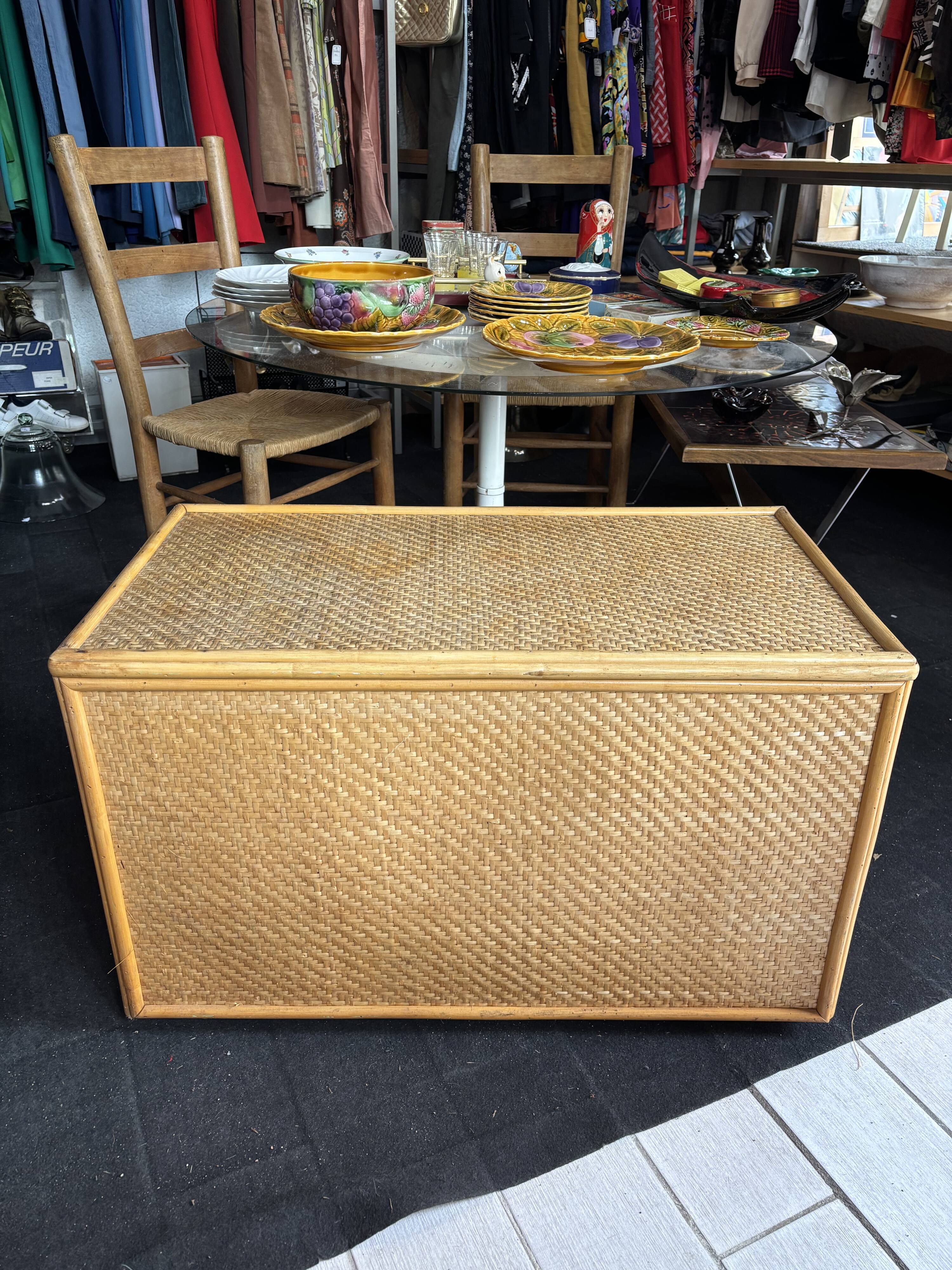 Vintage wicker trunk