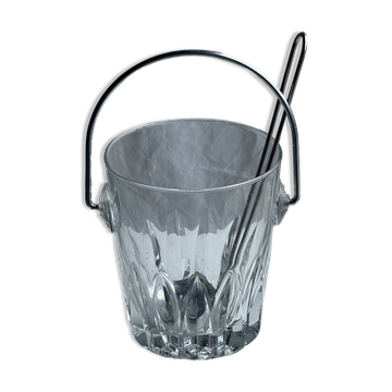 Small glass ice bucket with ladle H13.5