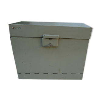 large metal office filing box with handles
