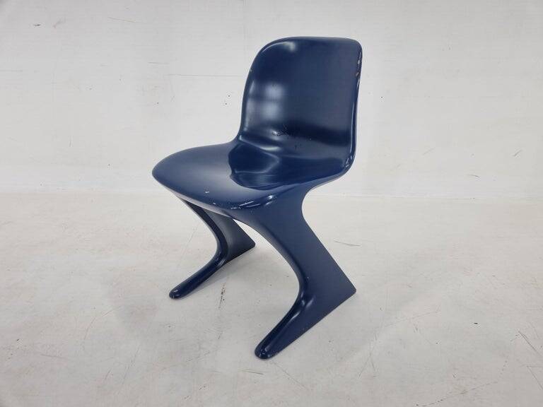 Midcentury Blue Kangaroo Chair Designed by Ernst Moeckl, Germany, 1960s