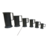 Set of 6 Fleur de Lys pewter measuring pots