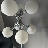 Chrome and glass atom floor lamp