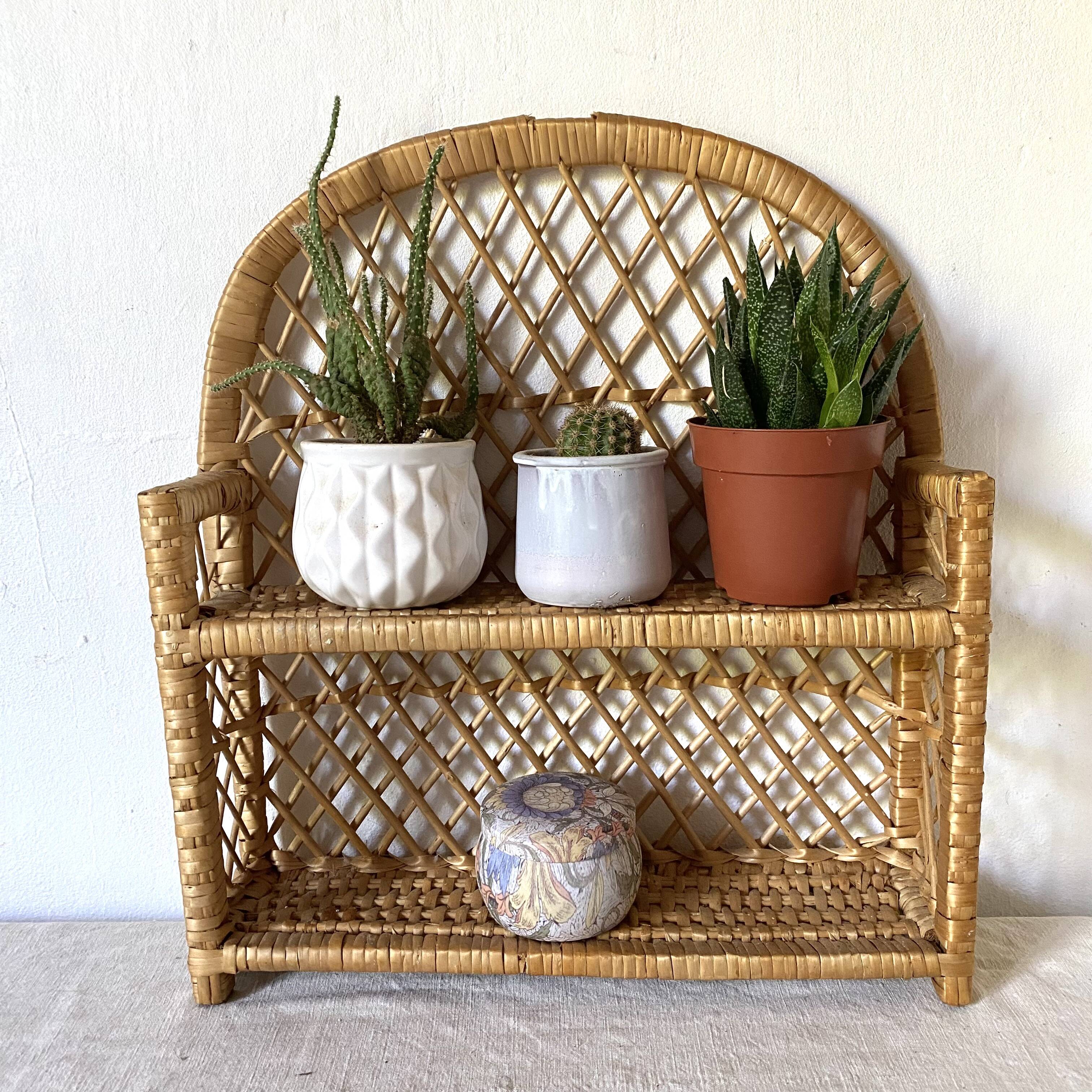 Vintage rattan shelf