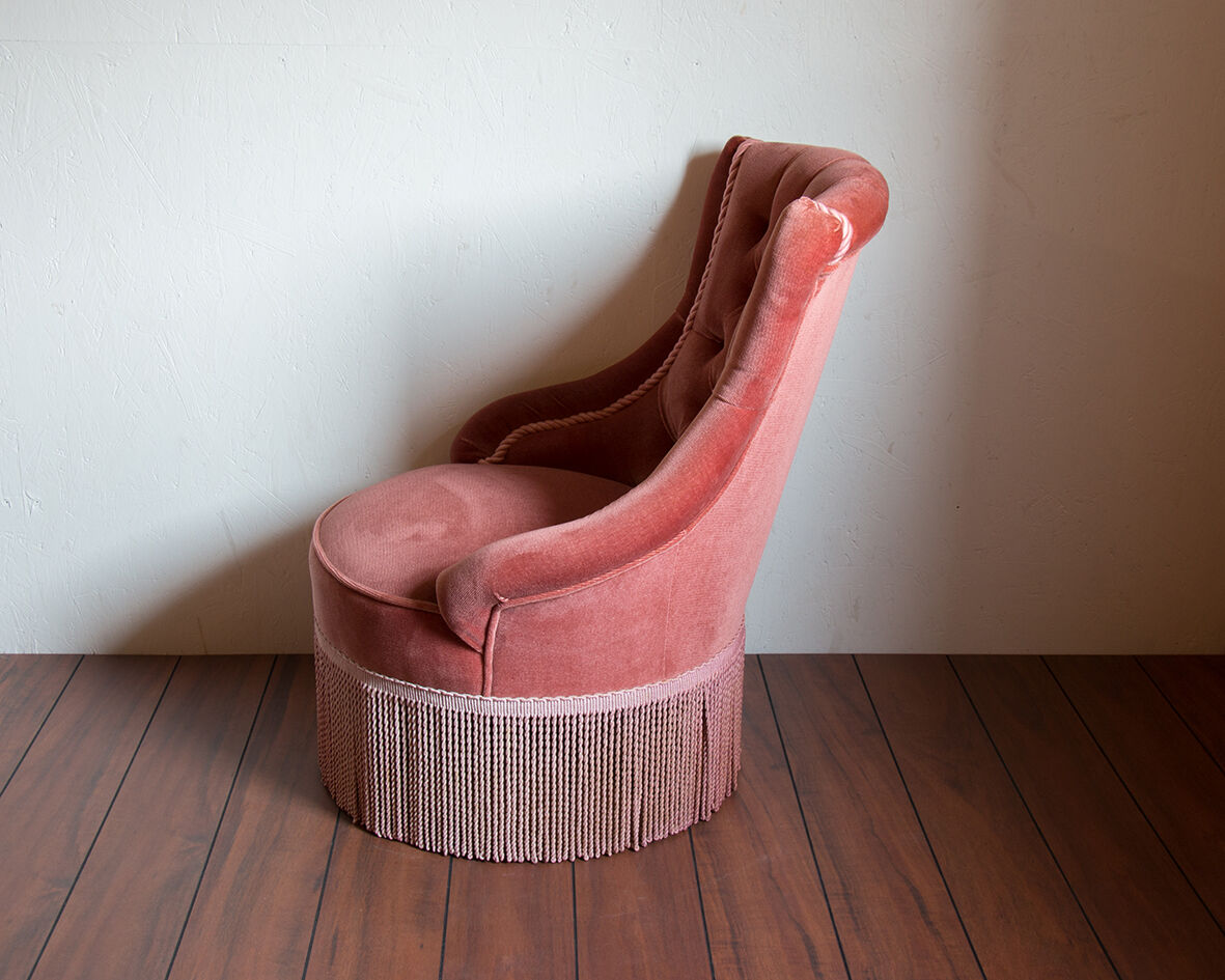 Fauteuil crapaud velours rose